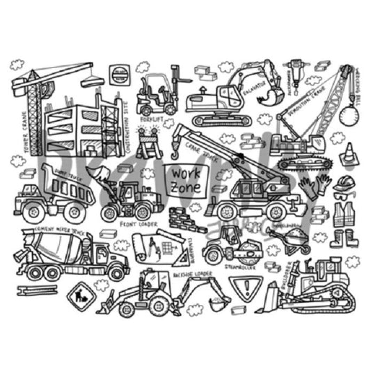 Work Zone Washable Silicone Colouring Mat & Markers Set