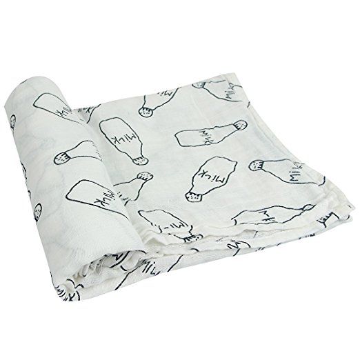 Baby Toddler Muslin Swaddle / Blanket - Milk Bottle