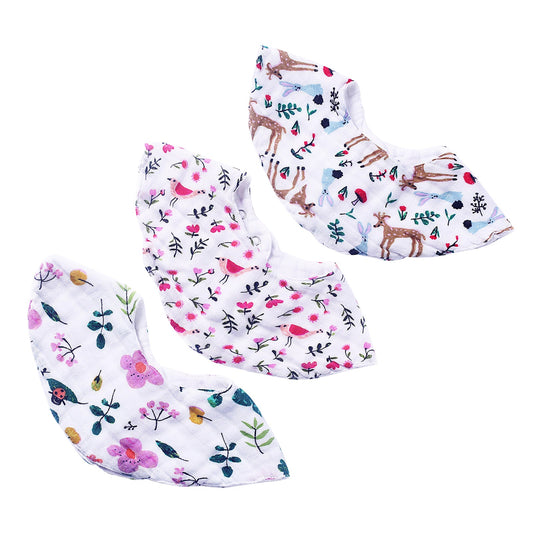 Bamboo Muslin Baby Round Bibs - Set of 3