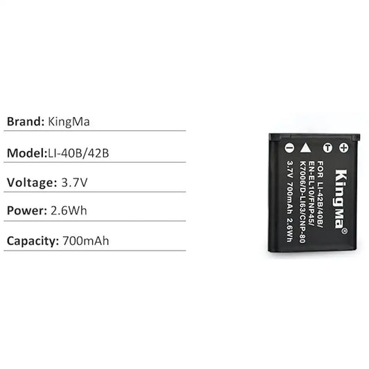 KingMa Li-40B / Li-42B / EN-EL10 / FNP-45 / K7006/ LI63 / CNP-80 / EN-EL10 | Battery | Li40B
