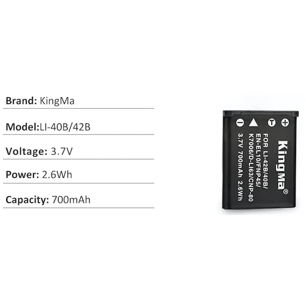 KingMa Li-40B / Li-42B / EN-EL10 / FNP-45 / K7006/ LI63 / CNP-80 / EN-EL10 | Battery | Li40B