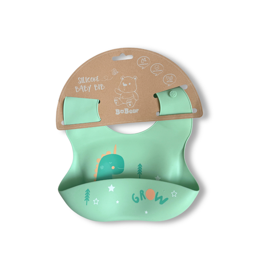 Waterproof Silicone Baby Bib - Green Dino