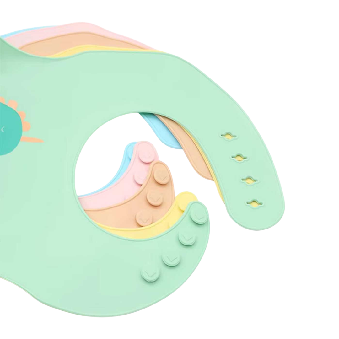 Waterproof Silicone Baby Bib - Green Dino