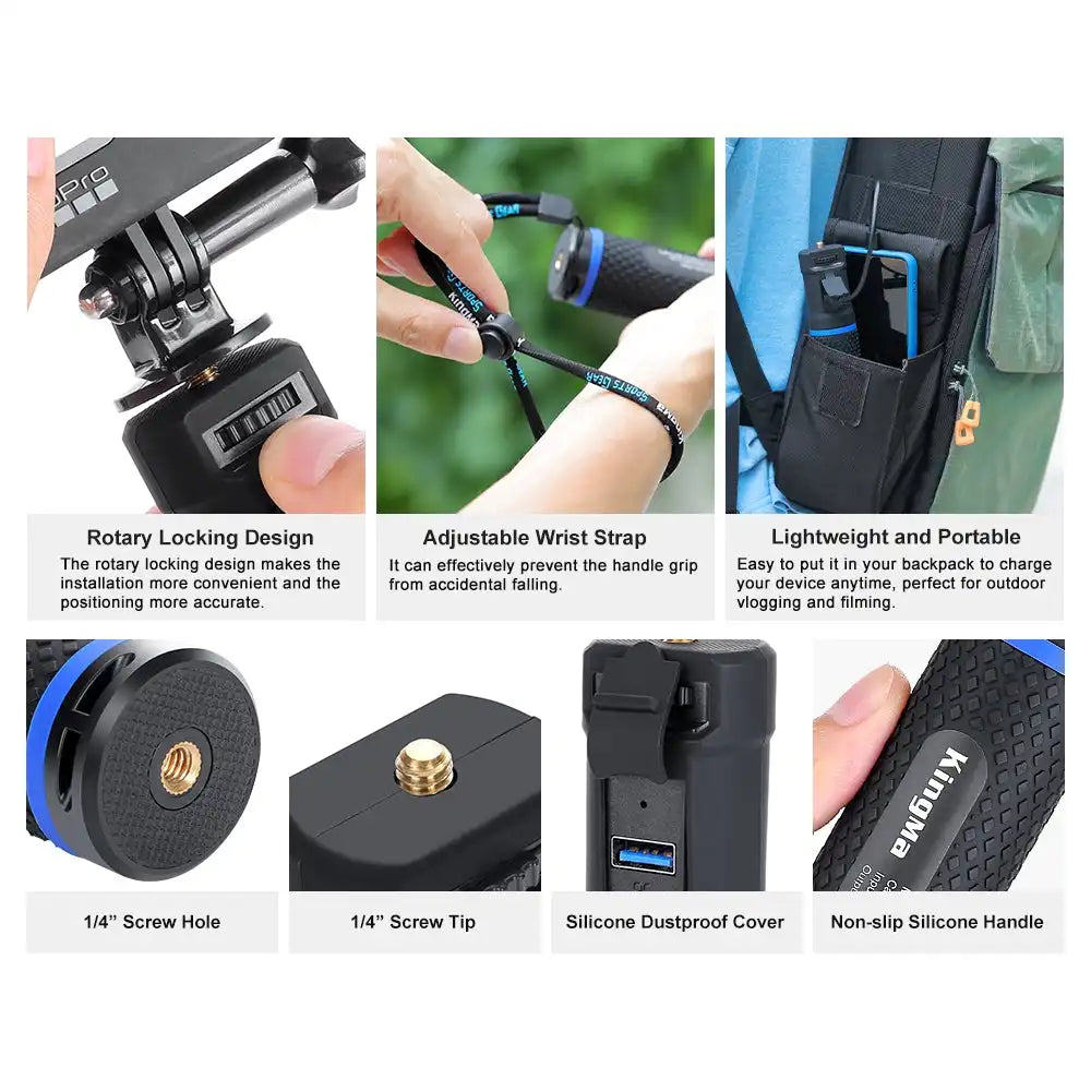 KingMa 10000mAh Power Handle Grip | Cameras GoPro Mobile Phones and more - 5