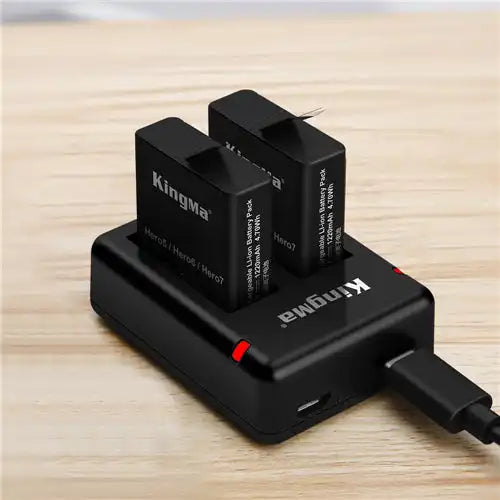 KingMa AABAT-001 Set | GoPro Hero 8/7/6/5 | 1220mAh Battery | Dual Slot | LED - 2
