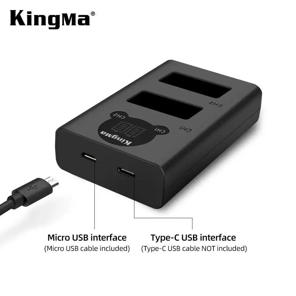KingMa Battery Charger | DJI OSMO Action Camera 1 | Dual Slot LCD Display - 2