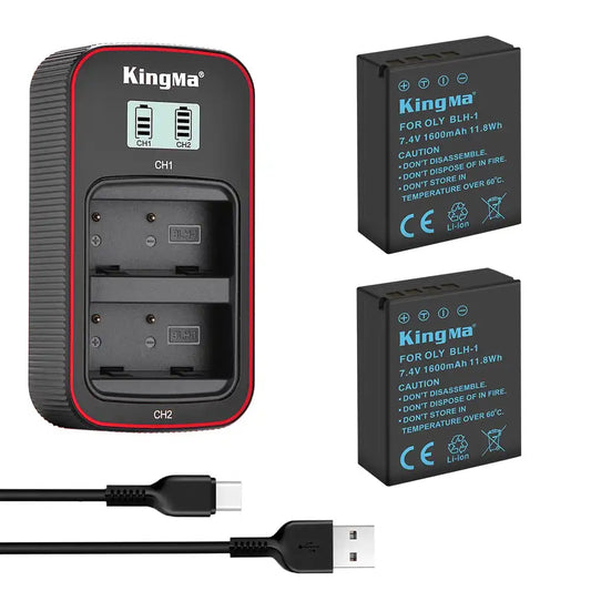 KingMa BLH-1 Set | Olympus | 1600mAh Battery | Dual Slot Fast Charger - 1