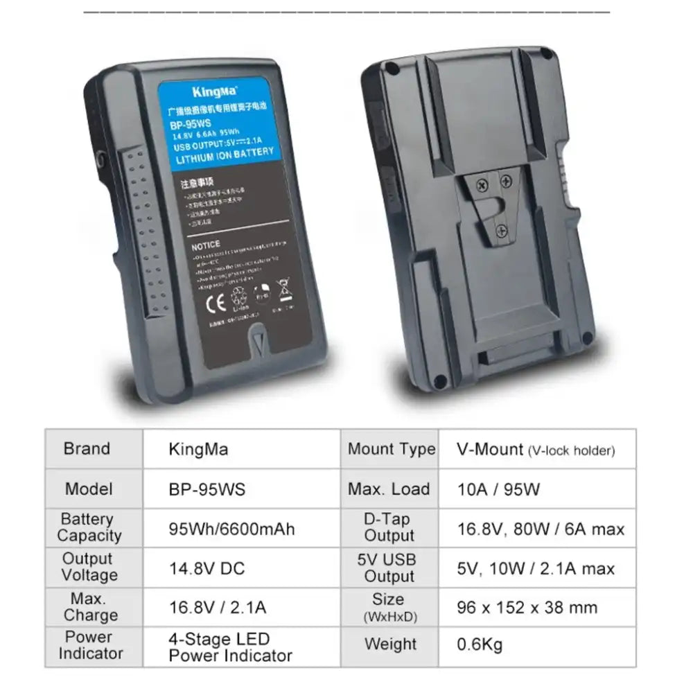 KingMa BP-95WS | V-Mount | 6600mAh | 95Wh | Replacement Battery - 3