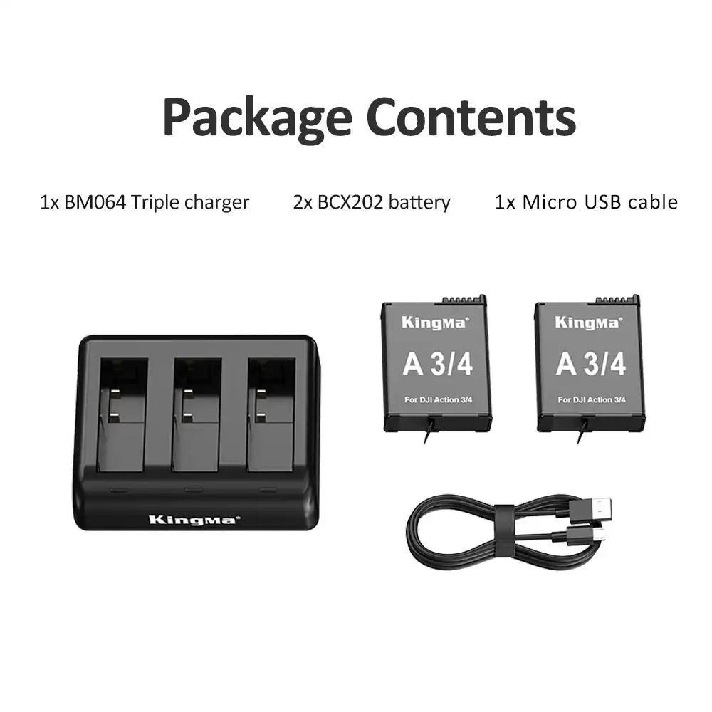 KingMa DJI OSMO Action 3/4 Replacement Battery and Triple-Slot Charger Set - 4