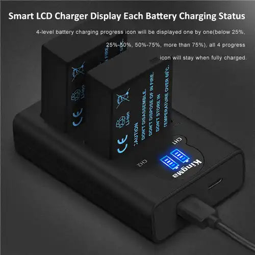 KingMa DMW-BLC12 Battery Charger | Panasonic | Dual Slot LCD Display - 3