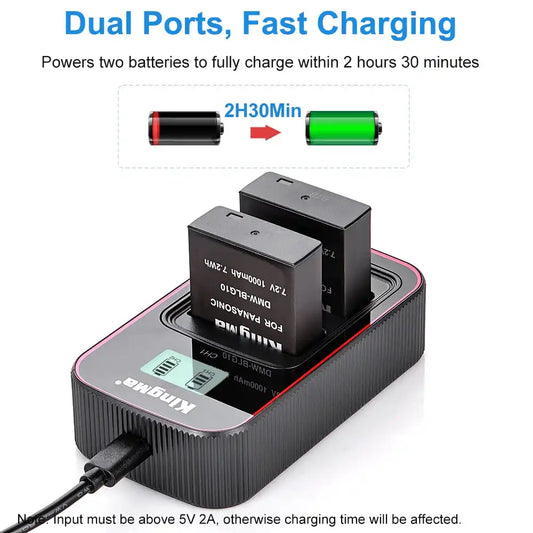 KingMa DMW-BLE9 / DMW-BLG10 Set | Panasonic | 1000mAh Battery | Dual Slot Fast Charger - 2