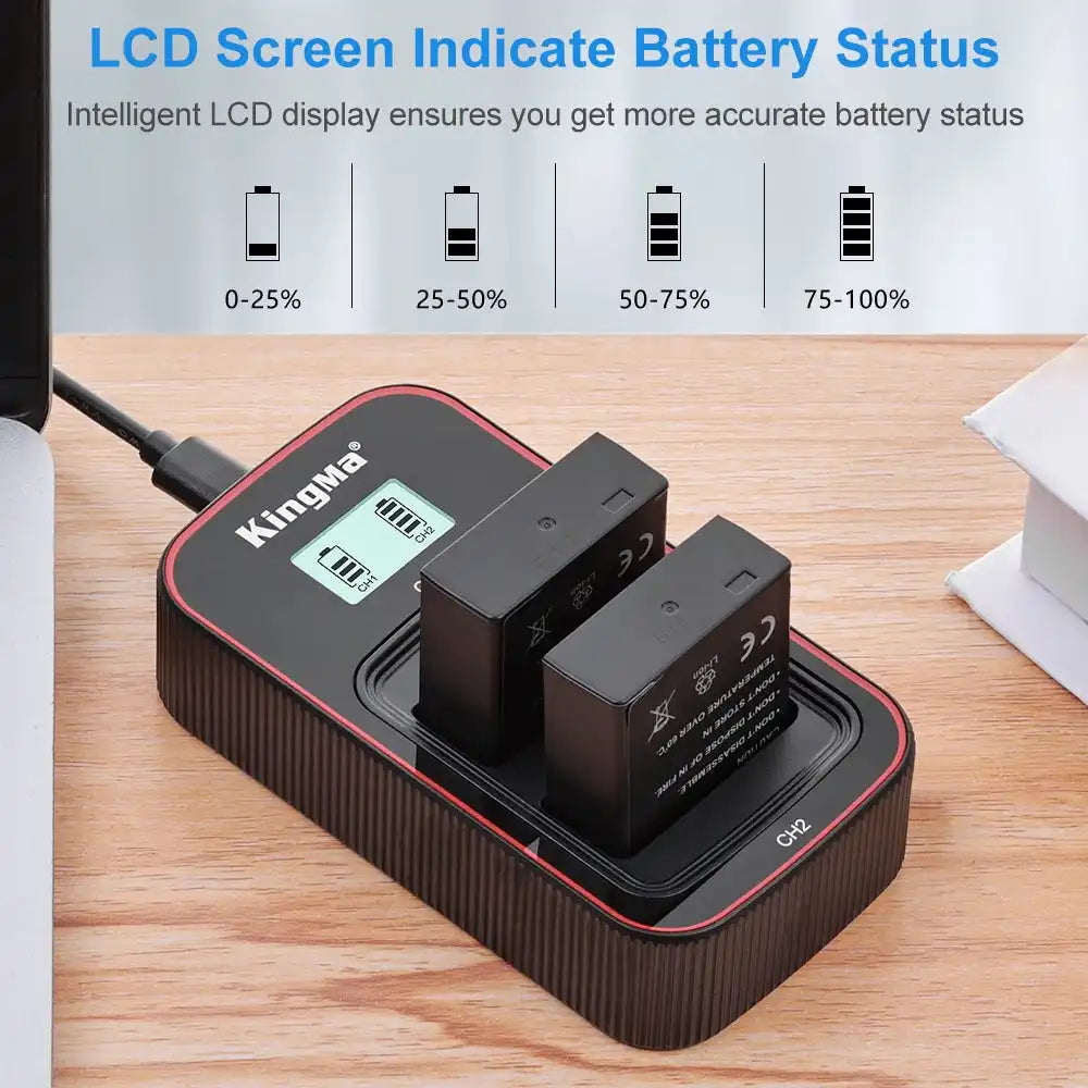 KingMa DMW-BLE9 / DMW-BLG10 Set | Panasonic | 1000mAh Battery | Dual Slot Fast Charger - 3