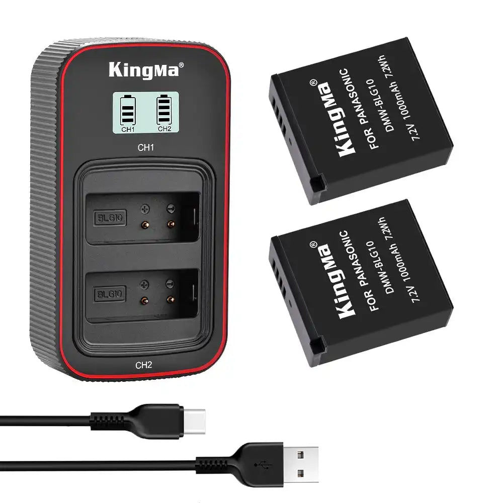 KingMa DMW-BLE9 / DMW-BLG10 Set | Panasonic | 1000mAh Battery | Dual Slot Fast Charger - 1