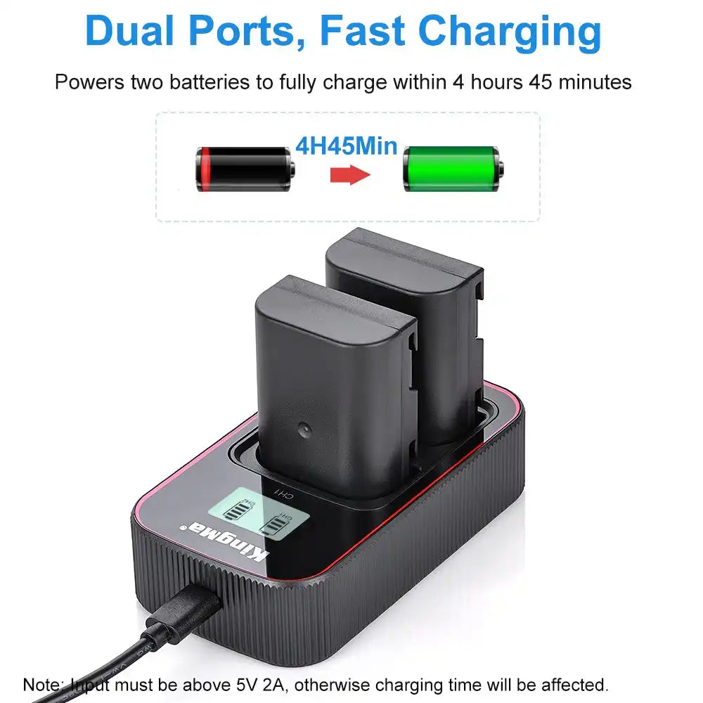 KingMa DMW-BLF19E Set | Panasonic | 1960mAh Battery | Dual Charger | LCD - 3