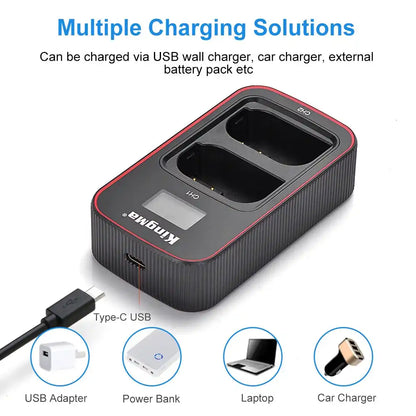 KingMa DMW-BLK22 Charger | Panasonic | Dual Slot | LCD - 3