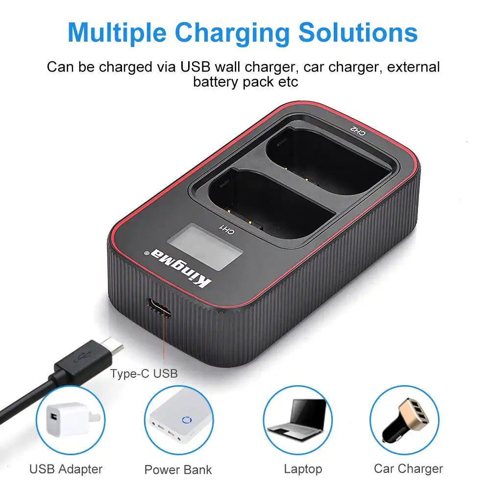 KingMa DMW-BLK22 Set | Panasonic | 2000mAh Battery | Dual Charger | LCD - 5