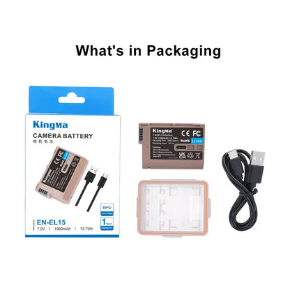 KingMa EN-EL15 | Nikon | 1960mAh | Replacement Battery | USB Type-C Port - 5
