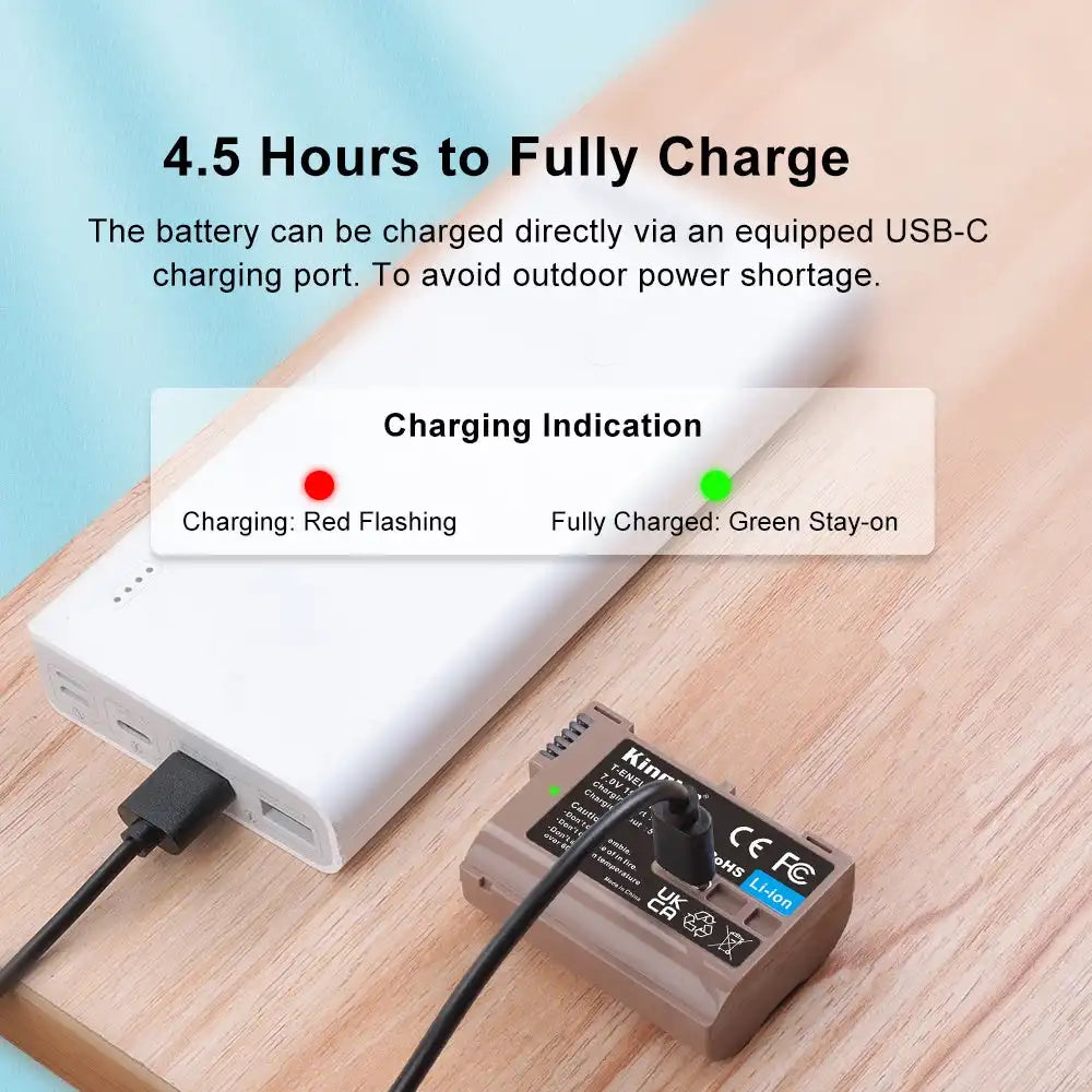 KingMa EN-EL15 | Nikon | 1960mAh | Replacement Battery | USB Type-C Port - 4