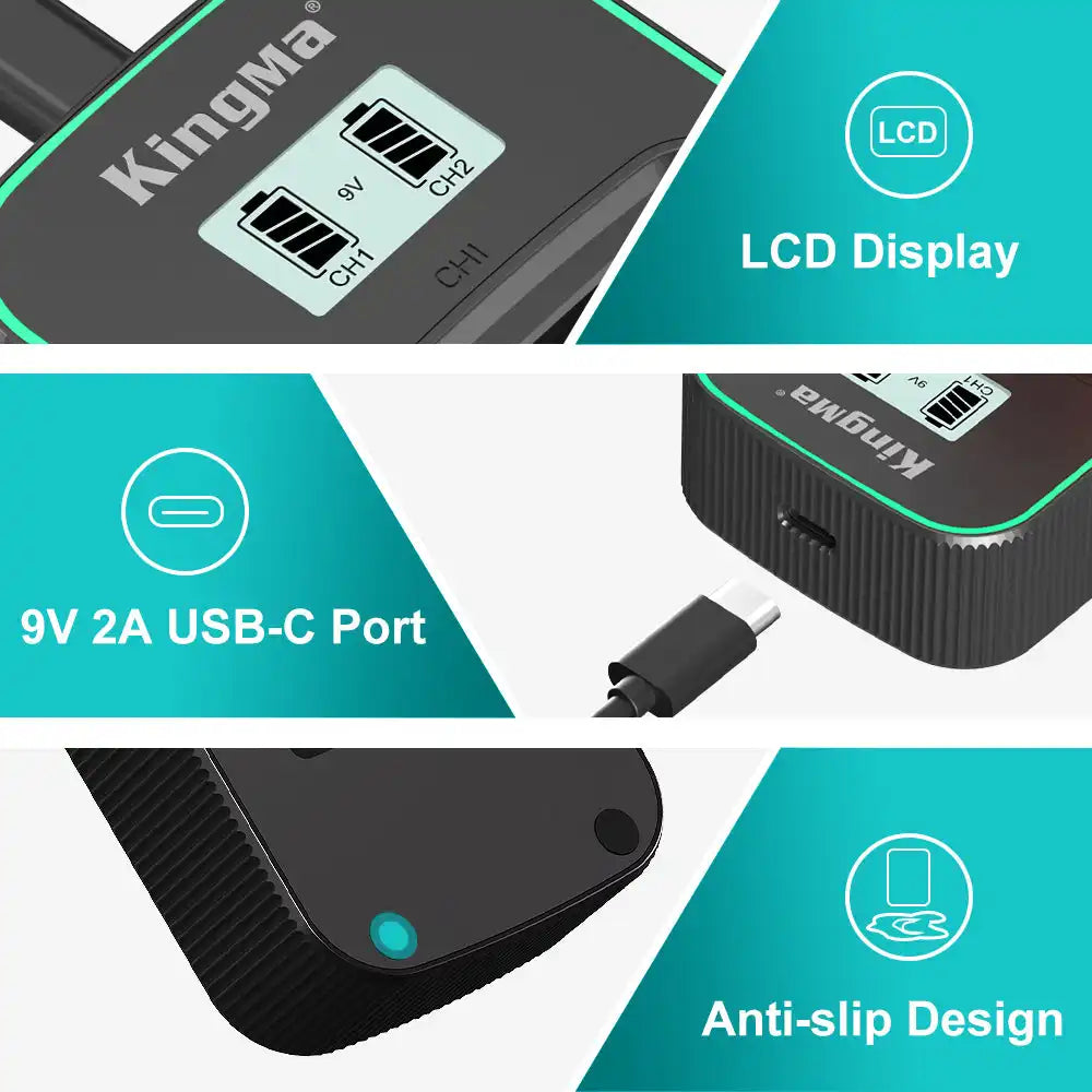 KingMa EN-EL15 Set | Nikon | 2400mAh Battery | Fast Dual Charger | LCD - 5