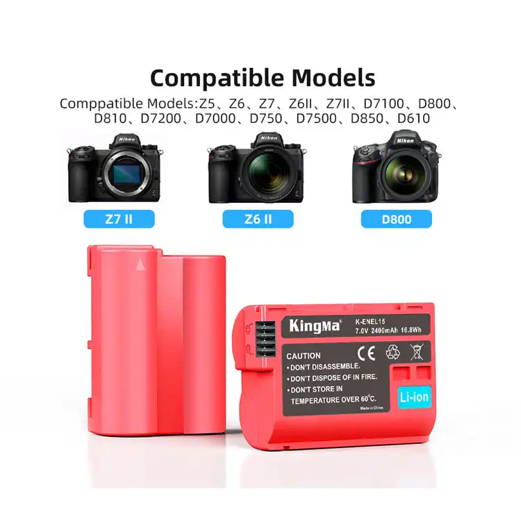 KingMa EN-EL15 Set | Nikon | 2400mAh Battery | Fast Dual Charger | LCD - 7