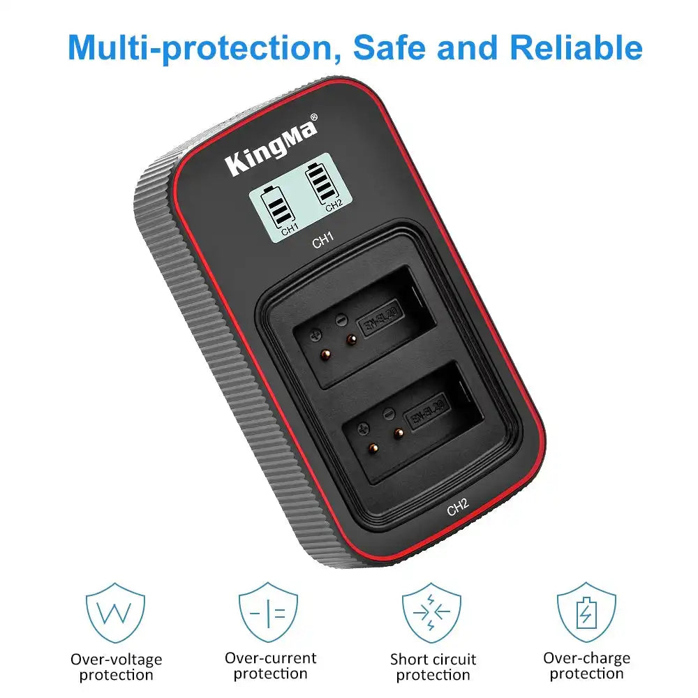 KingMa EN-EL20 Set | Nikon | 850mAh Battery | Dual Charger | LCD - 4