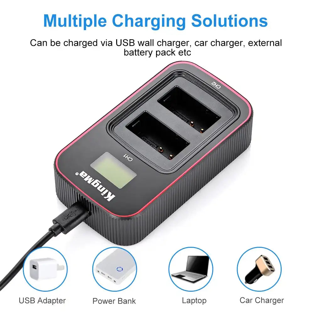 KingMa EN-EL20 Set | Nikon | 850mAh Battery | Dual Charger | LCD - 5