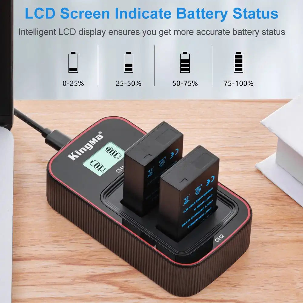 KingMa EN-EL20 Set | Nikon | 850mAh Battery | Dual Charger | LCD - 2