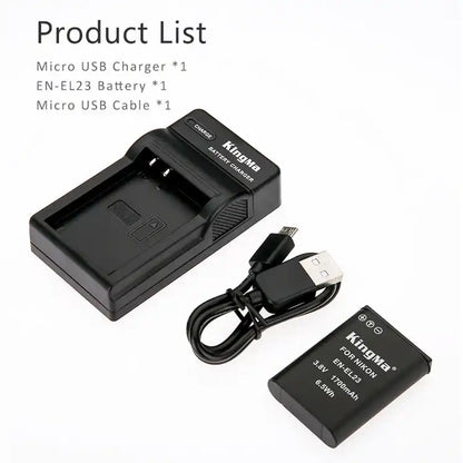 KingMa EN-EL23 Set | Nikon | 1700mAh Battery | Single Charger | LED - 6