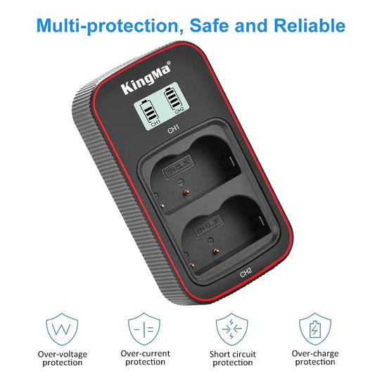 KingMa EN-EL3E Charger | Nikon | Dual Slot | LCD - 2