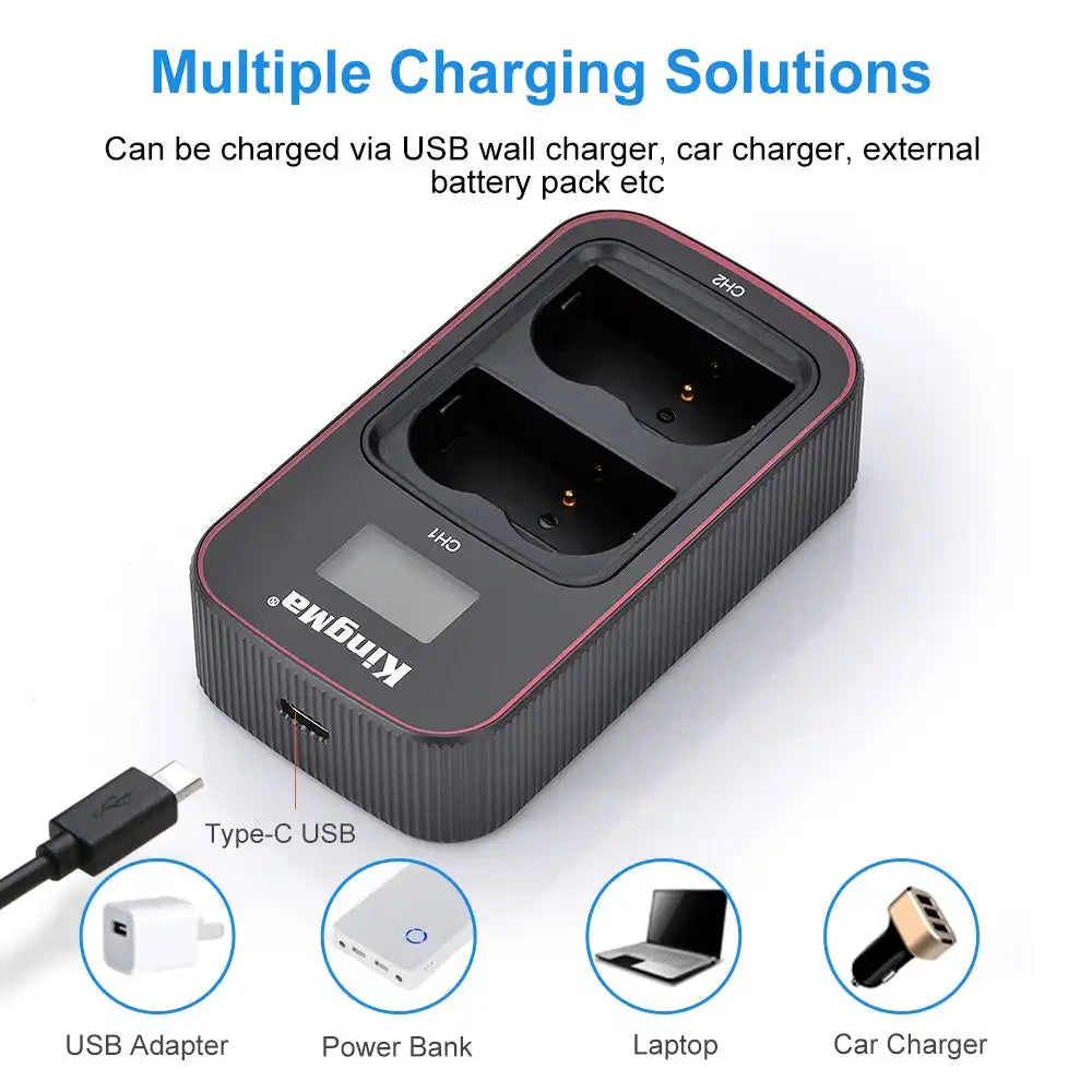 KingMa EN-EL3E Set | Nikon | 1600mAh Battery | Dual Charger | LCD - 4