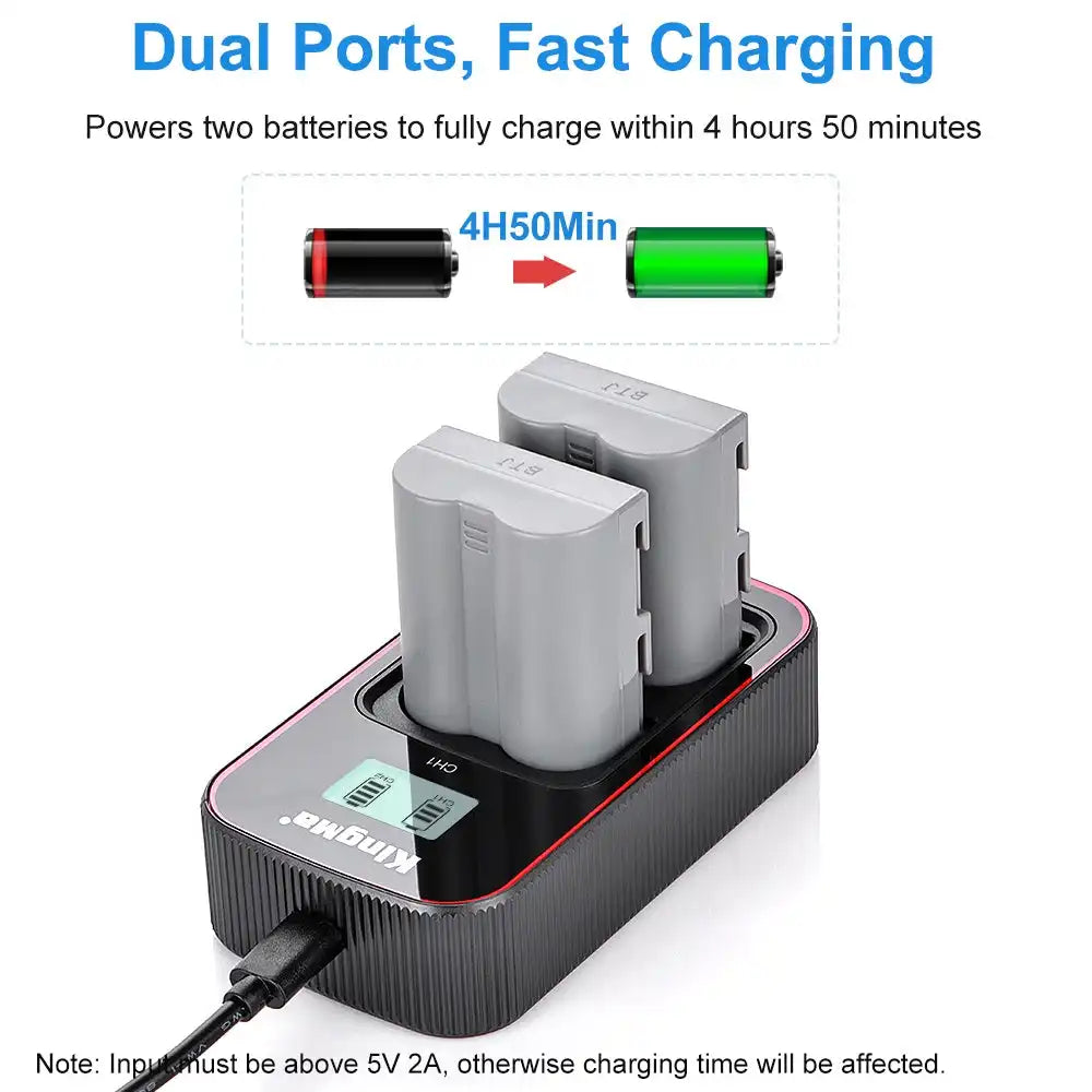 KingMa EN-EL3E Set | Nikon | 1600mAh Battery | Dual Charger | LCD - 3