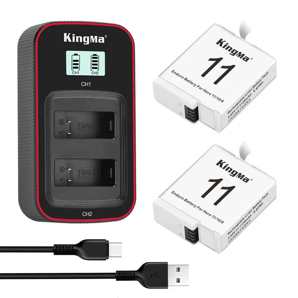KingMa Enduro Hero Set | GoPro | 1720mAh Battery | Dual Charger | LCD - 1