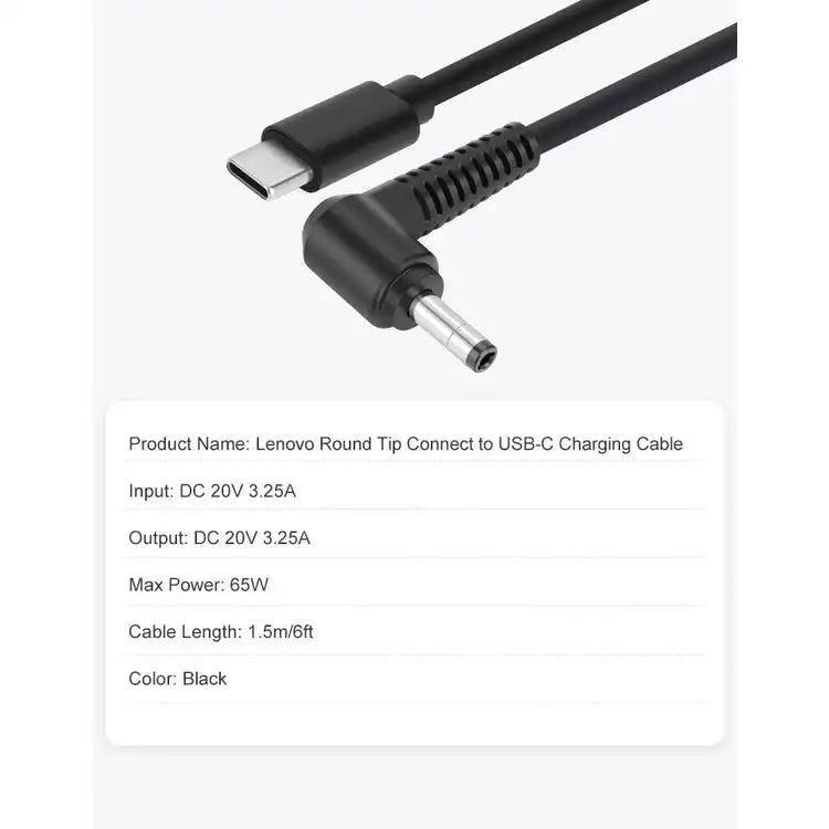 KingMa Fast Charging Cable | Lenovo | Round Tip 4.0mm x 1.7mm to Type-C Cable - 4