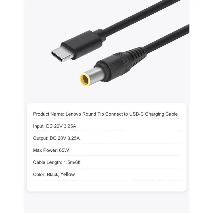KingMa Fast Charging Cable | Lenovo | Round Tip 7.9mm x 5.5mm to Type-C Cable - 4
