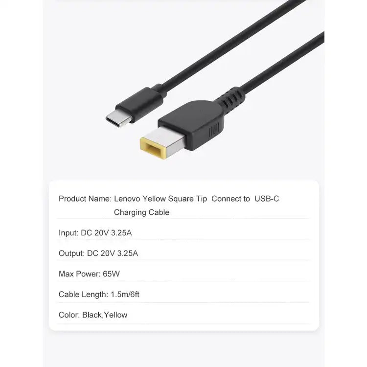 KingMa Fast Charging Cable | Lenovo | Square Tip 11mm x 4.5mm to Type-C Cable - 4