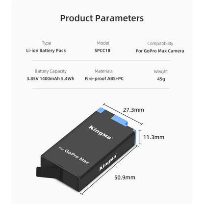 KingMa GoPro Max | 1400mAh | Replacement Battery - 3