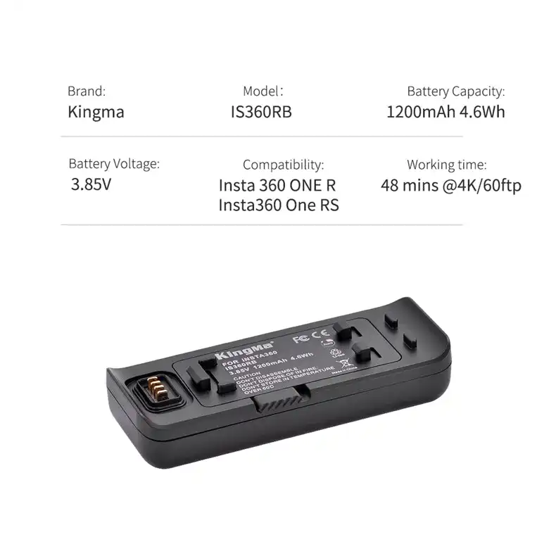 KingMa Insta360 ONE R / RS Replacement Battery and Dual Slot Charger Set - 8