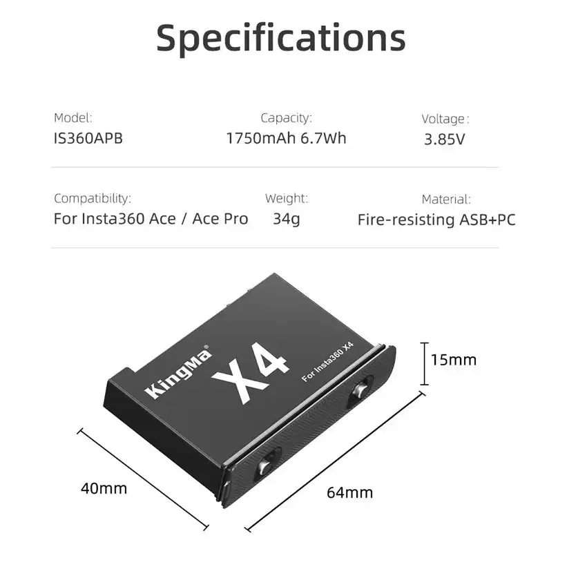 KingMa Insta360 One X4 Replacement Battery - 3