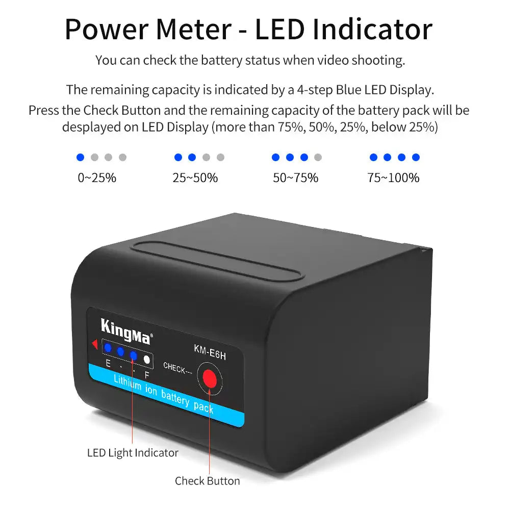 Kingma KM-E6H | BlackMagic | 6000mAh | Rechargeable Battery - 4
