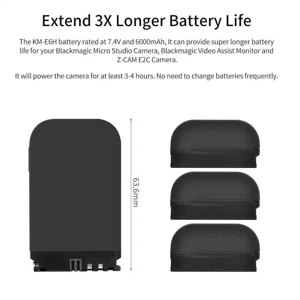 Kingma KM-E6H | BlackMagic | 6000mAh | Rechargeable Battery - 5