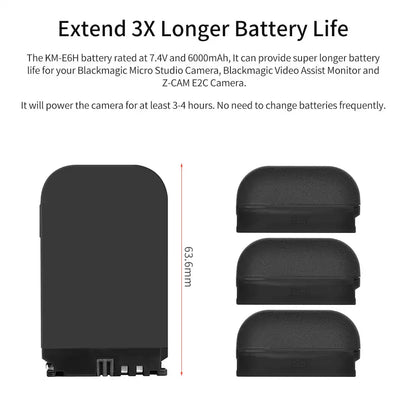Kingma KM-E6H | BlackMagic | 6000mAh | Rechargeable Battery - 5