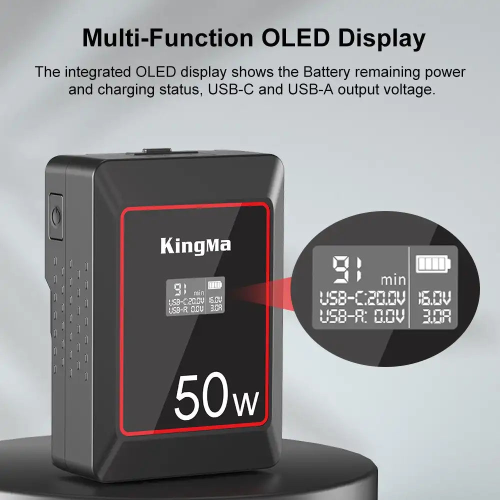 KingMa KM-VK50 | V-Mount | 3500mAh | 50Wh | Rechargeable Battery | LCD Display - 5