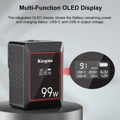 KingMa KM-VK99 | V-Mount | 6700mAh | 99Wh | Rechargeable Battery | LCD Display - 5