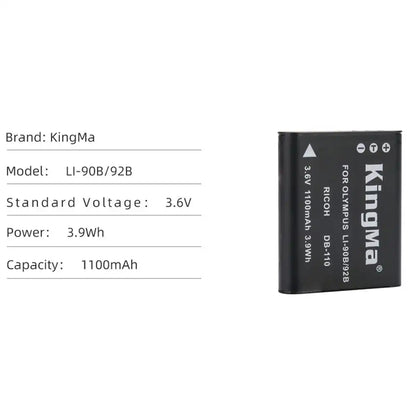 KingMa Li90B & Li92B | Olympus | 1100mAh | Replacement Battery - 3