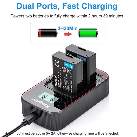 KingMa LP-E10 Set | Canon | 1020mAh Battery | Dual Slot Fast Charger - 2
