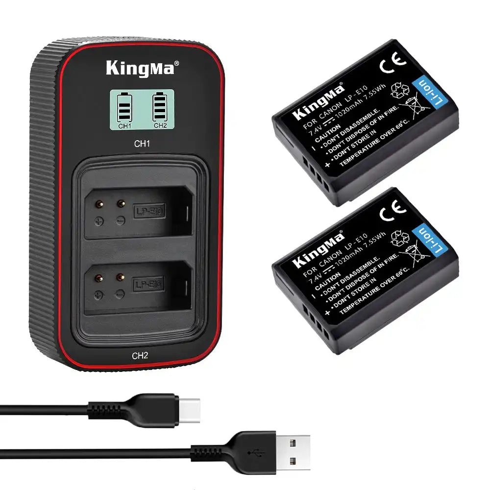 KingMa LP-E10 Set | Canon | 1020mAh Battery | Dual Slot Fast Charger - 1