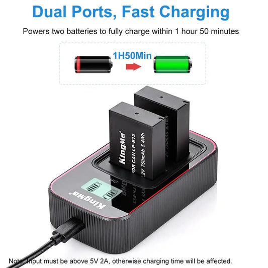 KingMa LP-E12 Set | Canon | 750mAh Battery | Dual Slot Fast Charger - 2
