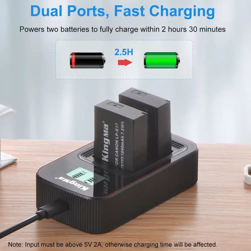 KingMa LP-E17 Set | Canon | 1040mAh Battery | Dual Charger | LCD - 3