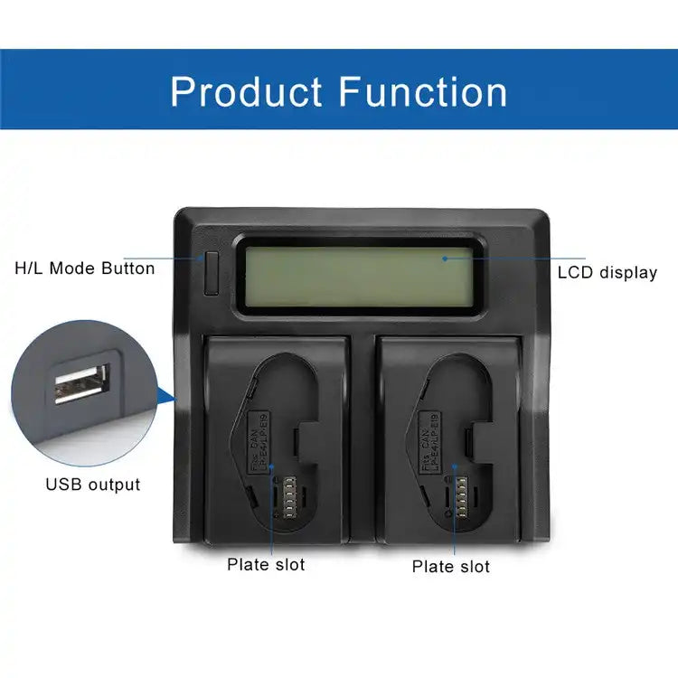 KingMa LP-E19 / LP-E4N Smart AC DC Charger | Canon | Dual Slot | LCD Display - 5