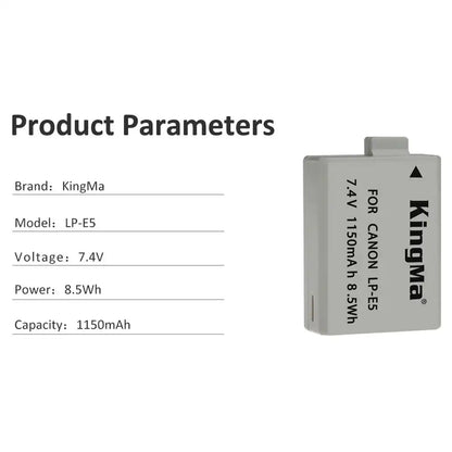 KingMa LP-E5 | Canon | 1150mAh | Replacement Battery | Fully Decoded - 6